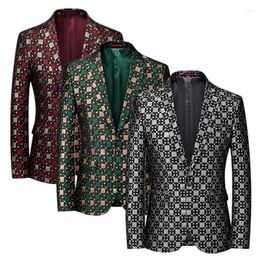 Men's Suits Large Size 6XL Men Business Party Suit Jacket Black / Green Red Fashion Wedding Dance Jacquard Slim Fit Blazer Coats