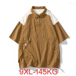 Men's T Shirts Summer T-shirt Thin Section Ice Silk Quick Dry Short-sleeved Plus Size Half-zip Sunscreen Shirt Loose 2XL 8XL 7XL 9XL