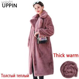 Women's Fur Faux Fur Winter Women High Quality Faux Rabbit Fur Coat Luxury Long Fur Coat Loose Lapel OverCoat Thick Warm Plus Size Female Plush CoatsL231013