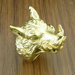 Cluster Rings Vintage Gold-Plated Color 316L Stainless Steel Wild Boar Head Ring Animal Hop Men's Jewelry