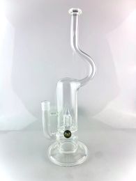 Bent neck secret white bong Smoking Pipes 18 inches in height 18 mm joint 2 inline percs to inv 4 splash add 1 marble