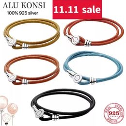 Bangle The 0sale Genuine leather Ball Barrel Clasp Charm Bracelets Bangle Fit Europe Beads Snake Fine Bracelets Jewely 231013