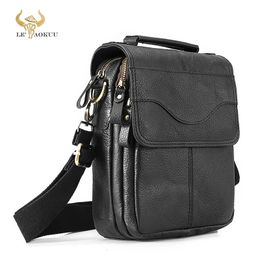 Evening Bags Quality Leather Male Casual Design Shoulder Messenger bag Cowhide Fashion Crossbody Bag 8" Tablet Tote Mochila Satchel 144b 231013