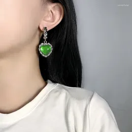 Dangle Earrings U-Magical Minimalist Green Color Heart For Women Designed Rhinestones C Shape Earring Simple Jewelry Accessories