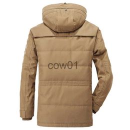 Men's Down Parkas 7XL Men Winter Warm Parkas Mens Fleece Detachable Hat Jacket Parkas Men Casual Cotton Outdoor Fur Trench Padded Jackets Coats J231026