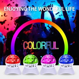 Bluetooth Speaker Stage Light Controller RGB LED Crystal Magic Ball Effect Light DJ Club Disco Party Lighting USB /TF/FM Radio