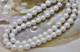 Choker HABITOO Handmade Bead Pearl 18inch Natural 8-9mm White Cultured Necklace For Women Jewelry Gold Color Round Hollow Clasp