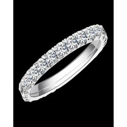 Wedding Rings Aew Solid 14K 585 White Gold 12Ctw 2Mm Df Colour Moissanite Eternity Wedding Band Ring For Women Ladies J01123094027 Jewe Dhjp7