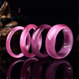 Bangle Natural Pink Cat Eye Rock Exquisite Fashion Bracelet Accessories Jewellery Customised Gift Girlfriend Amulets Face Width 8-25mm 231013