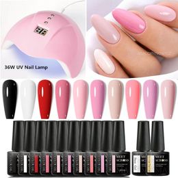 Nail Art Kits 10Pcs Nude Gel Polish Set With UV Lamp Dryer Semi Permanent Hybrid Varnish Base Top Coat Soak Off LED 231013