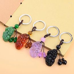 Keychains Creative Car Keychain Pendant High-end Pixiu Crystal Glass Ornaments Lucky Men And Women Gift