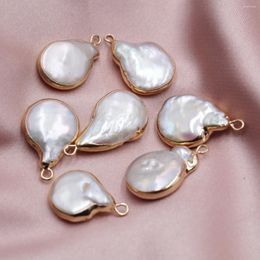 Charms 1PC 10-18MM Irregular Teardrop Coin Pearl Baroque Elegant White Natural Freshwater For Women DIY Jewellery