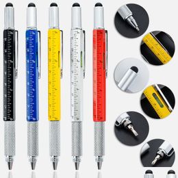 Screwdrivers Gift Tool Pen 6 In 1 Mtitool Tech Pens With Rer Screwdriver Levelgauge Ballpoint And Refills Creative Gifts Fo Homefavor Dh3Ol