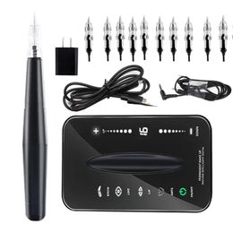 Permanent Makeup Kits 1 set Black Tattoo Machine Set Pen Electric Coreless Motor PMU Machines Microblading Gun For Eyebrow Lip 231013