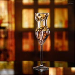 Wine Glasses Creative Glass Cup Human Body Shape Bottles Whiskey Beer Cocktail Champagne For Bar Ktv Drop Delivery Home Garden Kitchen Dhz9J