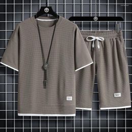 Men's Tracksuits Two Piece Set Linen Fabric Casual T-Shirt And Shorts Mens Sports Suit Fashion Short Sleeve Tracksuit