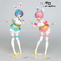 Finger Toys Re:zero -starting Life in Another World Anime Figure Ram Action Figure Rem Bunny Girl Happy Easter Ver Figurine Model Doll Toys