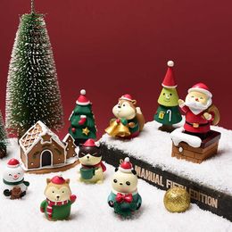 Factory Outlet Christmas resin small animal ornaments creative home decoration mini Christmas tree elderly gift
