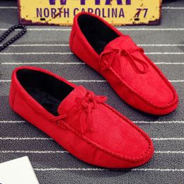 Dress Shoes Spring Red Suede Loafers Slip On Walking For Men Soft Leather Moccasin 2023 Fashion Comfortable Casual Man Flat 231013