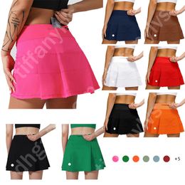 L-07 Pleated Tennis Skirt Lemens Women Gym Clothes Sports Shorts Female Running Fiess Dance Yog Underwear Beach Biker Golf Skirts High Quality