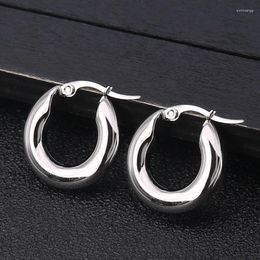 Hoop Earrings Women Chunky Steel Tone Stainless Wives Round Smooth Thick Circle Statment Big Drop Rings