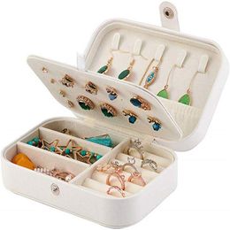 PU Leather Jewelry Box Portable Travel Jewelry Organizer Display Storage Case Double Layer Holder Rings Earrings Necklace Packaging Crpip