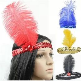 Wide Brim Hats Bucket Hats Carnival Indian Ostrich Chief Hat Hair Accessories Birthday Party Headdress Sequins Diamond Feather Heawear For Man and Women 231013