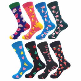 Men's Socks Spring And Summer Hit Colour Fruit Series Strawberry Watermelon Pear Dragon Long Tube Cotton291A