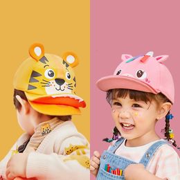 Caps Hats Fashion Baseball Cap For Boys And Girls Spring Summer Double Brim Kids Casual Hat Cartoon Unicorn 231013