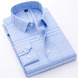Men's Dress Shirts 2023 High Quality Men Business Casual Long Sleeved Classic Striped Checked Daily-wear Male Social Cotton Clothing