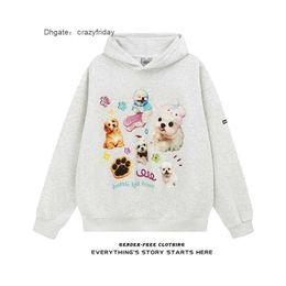 Jayihome Anime Cartoon Cute Puppy Print Hooded Sweater Women's American Casual Versatile Couple Top Autumn