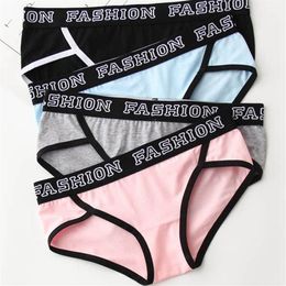 M-3XL Plus Size Sport Underwear Women Ladies Panties Low Waist Cotton Briefs Lingerie Grils Striped Broad Sides Panty 1X2921