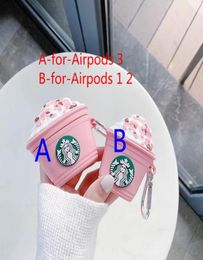 Rosa Milchbecher-Kopfhörerhüllen für Airpods Pro 2 1, Logo-Muster, Silikon-Abdeckungsband mit Fingerring68105792579652
