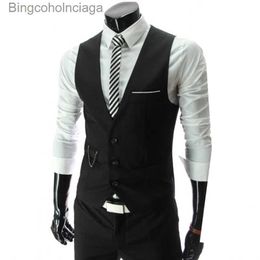 Men's Vests 2023 New Fashion Men's Casual Slim Wedding Banquet Gentleman Style Suit Vest WaistcoatL231014