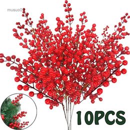 Christmas Decorations 1-10pcs Christmas Simulation Berry 14 Berries Artificial Flower Fruit Cherry Plants Home Christmas Party Decoration DIY GiftL23/10/14