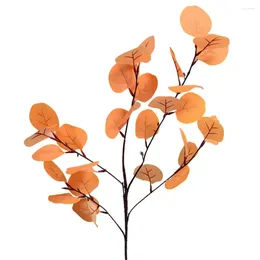 Decorative Flowers 4Pcs Fake Leaves Realistic Looking Clear Veins Natural Color Easy Maintenance Indoor Outdoor Simulation Eucalyptus