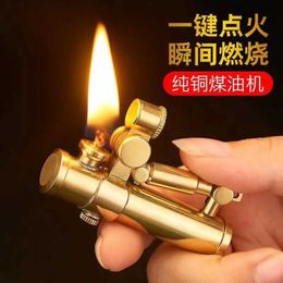 Lighters Brass Retro Train Automatic Machinery Creative Trench Kerosene Lighter Gasoline Ignition Unusual Gift Collection Decoration