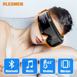 Sleep Masks RLESMEN 42 Heating Eye Massager Instrument With Bluetooth Heated Vibrator Massage Mask Glasses For Relax Dry Dark Circles 231013