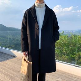 Men's Wool Blends Legible Winter Jacket Casual Loose Coat Man Autumn Solid Long Coats for Men 231013