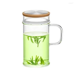 Wine Glasses SAMADOYO Heat-resistant Glass Tea Making Cup Water Separation Belt Filtered Flower Home Office With Cover