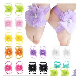 First Walkers Baby Sandals Flower Shoes Er Foot Lace Ties Infant Girl Kids First Walker Pography Props A44 16 Colors Baby, Kids Matern Dhjdc