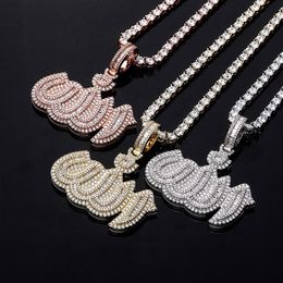 New Arrived HIP HOP Pendant High Quality Iced Out Charm Pendant With 4mm Tennis Chain Jewellery For Gift293G