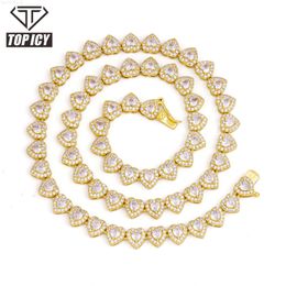 Top Icy Hip Hop Heart Shape Cubic Zircon Tennis Chain Fashion Zircon Jewellery Tennis Chain Necklaces with 18k Gold Plated Women