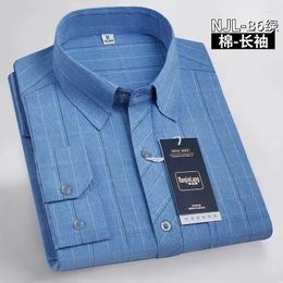 Men's Dress Shirts 2023 Clothing Formal Office Business Casual Temperament Fashion Button Plaid Turn-down Collar Spring Summer Thin