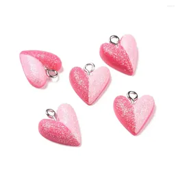 Pendant Necklaces 30pcs Two Tone Opaque Resin Heart Charm Pendants Pink For Women Fashion Jewelry DIY Accessories 16x13.5x4.8mm