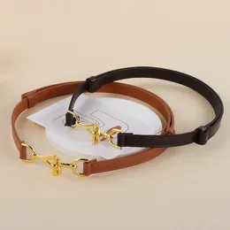 Belts Vintage PU Leather For Women Gold Metal Buckle Solid Color Skinny Adjustable Waist Belt Female Dress Coat Decor Straps