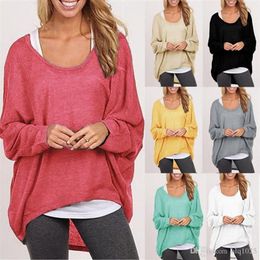 Autumn Women Blouse Batwing Long Sleeve Casual Loose Solid Top Shirt Sweater Plus Size 271w