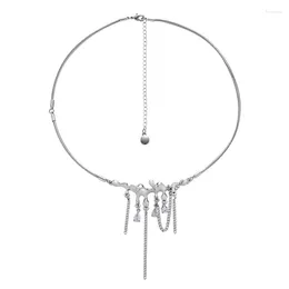 Pendant Necklaces Eetit Statement Fashion Enamel Geometric Tassel Chain Necklace For Women Silver Colour Unique Design Neck Jewellery Gift