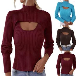 Women's Sweaters Solid Color Elegant Camisole Knitted Sweater Long Sleeve Hollow Out Coat Slim Fit Undershirt Two Piece Set