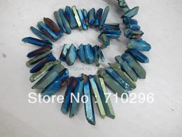 Pendant Necklaces Wholesale 1string 15.5" Titanium Coatted Rough Quartz Rock Crystal Point Beads Jewellery Necklace Diy Finding